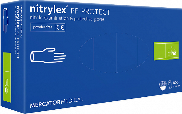 Перчатки нитриловые голубые текстур. на пальцах nitrylex PF PROTECT L 50пар/уп 1/10 в интернет-магазине Кристалл Юг