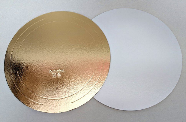 411-118, Подложка усиленная золото D 260 мм, толщина 2,5 мм 25шт в интернет-магазине Кристалл Юг