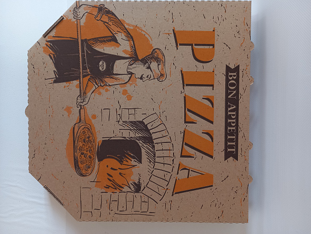 Гофролоток Пицца 35 бурая с печатью  50/1 в интернет-магазине Кристалл Юг