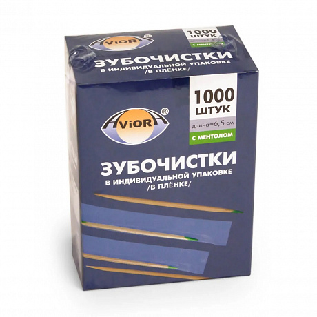 401-489 Зубочистки БАМБУКОВЫЕ в инд ПП-уп С МЕНТОЛОМ 1000шт AVIORA 1/30 в интернет-магазине Кристалл Юг