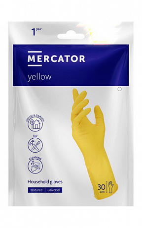 MERCATOR Yellow Household перчатки хозяйственные Желтые ХL 1/12/240 в интернет-магазине Кристалл Юг